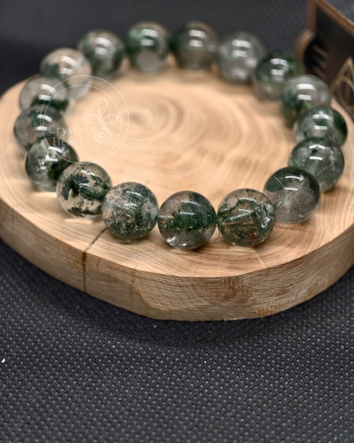13mm天然聚寶盆綠幽靈水晶手串18cm手圍_lyl003