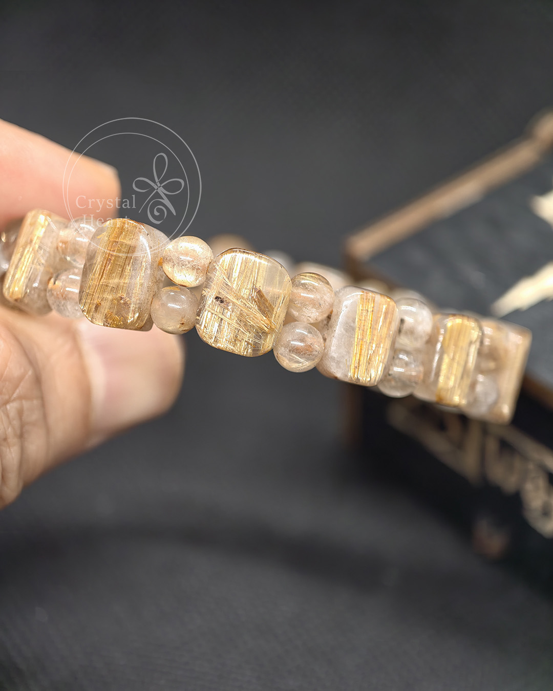 10.8x9.7mm_15cm_天然金髮晶手排_kfj001