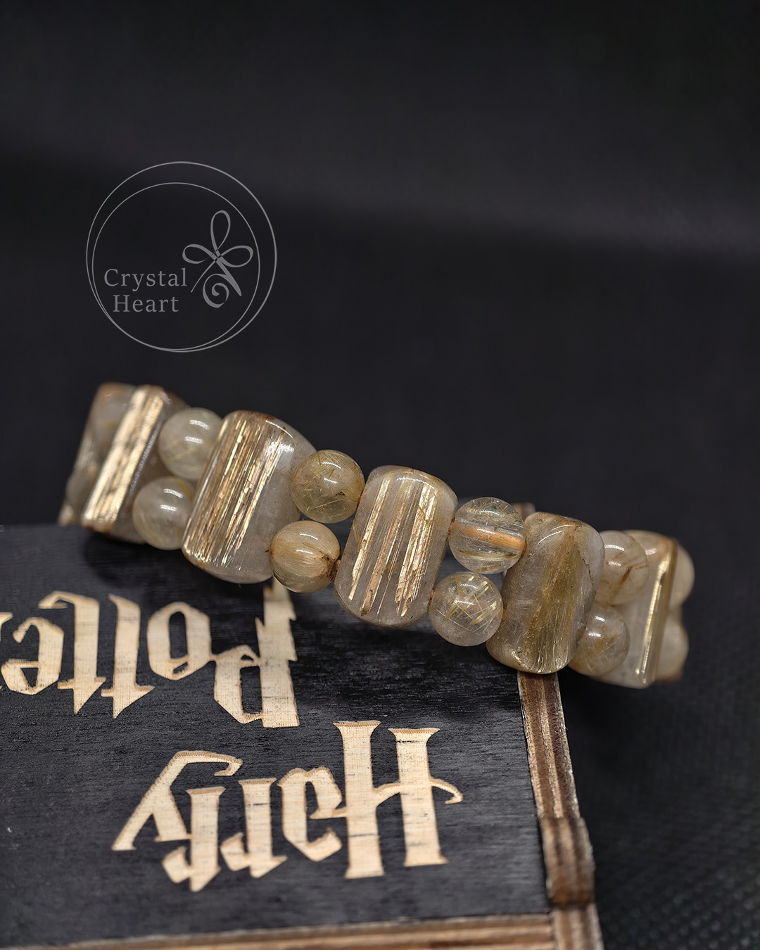 15.5x9.3mm_天然金髮晶手排_16cm_kfj002
