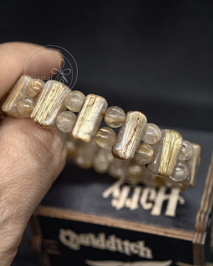 15.5x9.3mm_天然金髮晶手排_16cm_kfj002