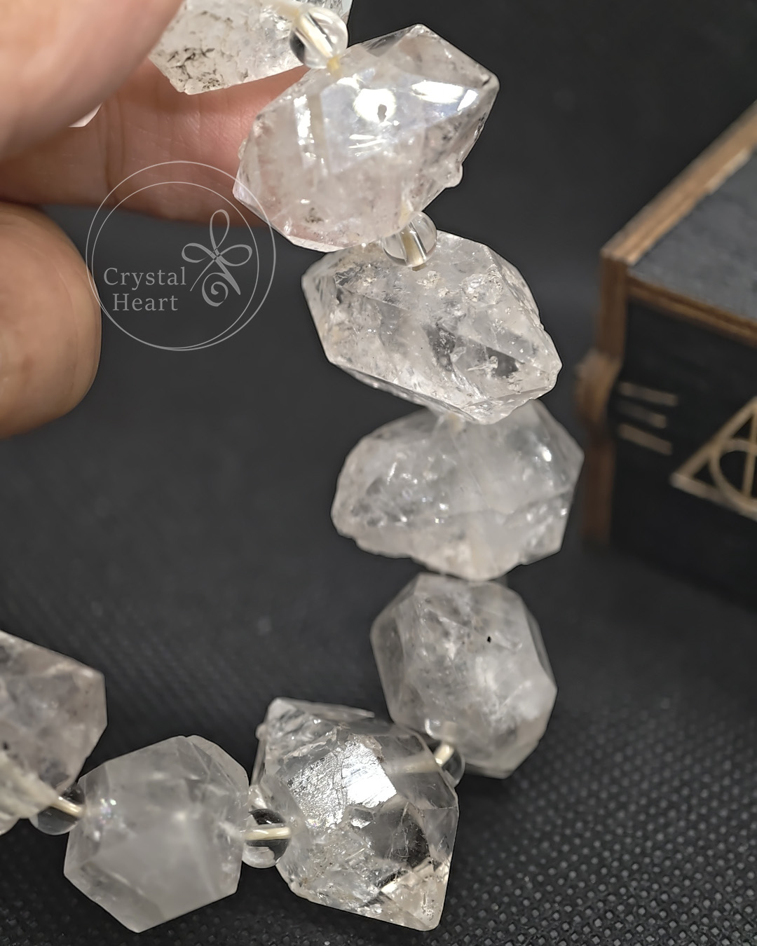 28x17mm天然閃靈鑽水晶手串19cm手圍_SLJ001