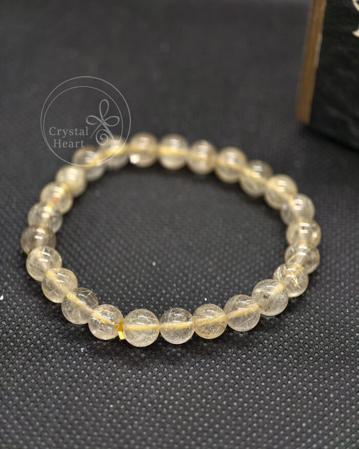 7mm天然金髮晶手串15cm手圍_kfj004