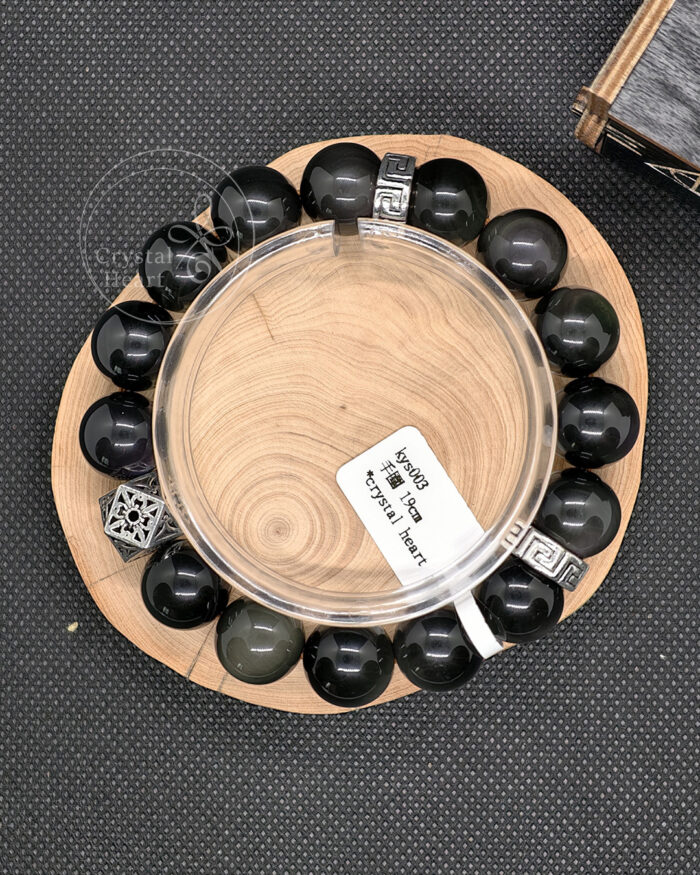 14mm 天然彩虹眼黑曜石水晶手串 19cm 手圍 kys003