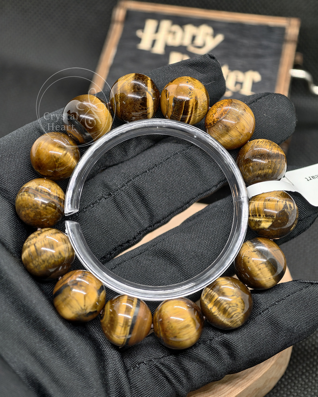 14mm 天然金虎眼石水晶手串 18cm 手圍 FM001
