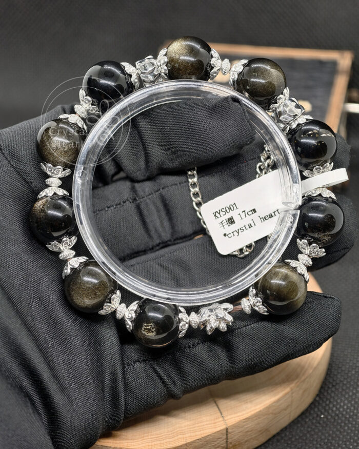 14mm天然金曜石手串_chdesign_14mm_17cm_kys001