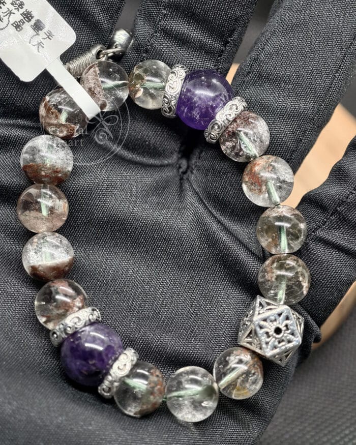 10mm 綠色幽靈×紫水晶能量手串