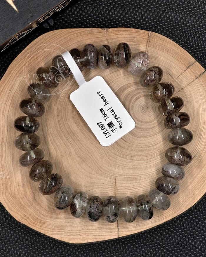 天然綠幽靈水晶扁珠手串