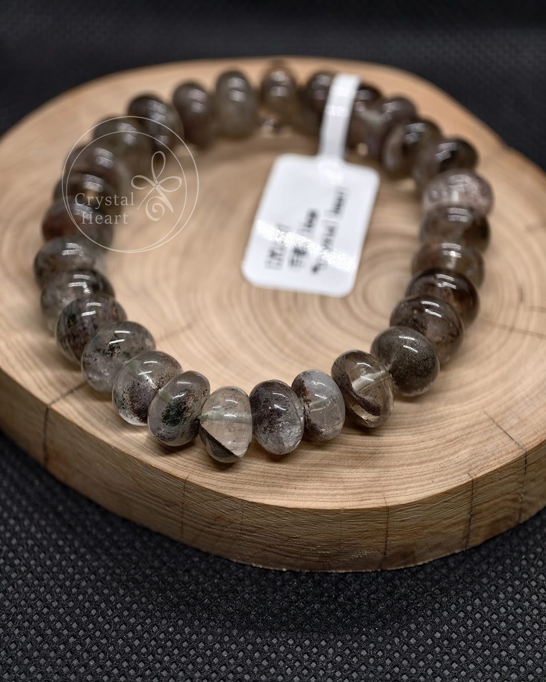 天然綠幽靈水晶扁珠手串