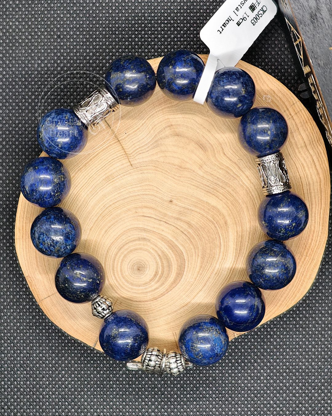 14mm 天然青金石圓珠手串 - 手圍19cm